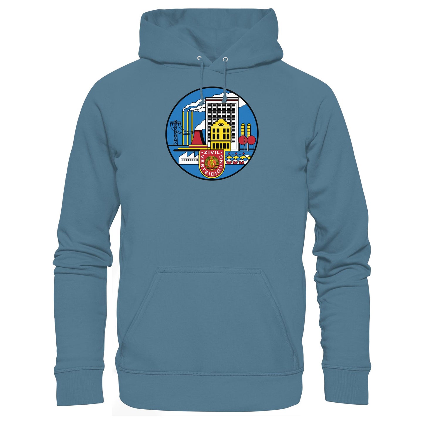 DDR Ostalgie Kapuze / Hoodie Unisex • DDR ZIVILVERTEIDIGUNG (ORIGINAL GLAS-DESIGN)