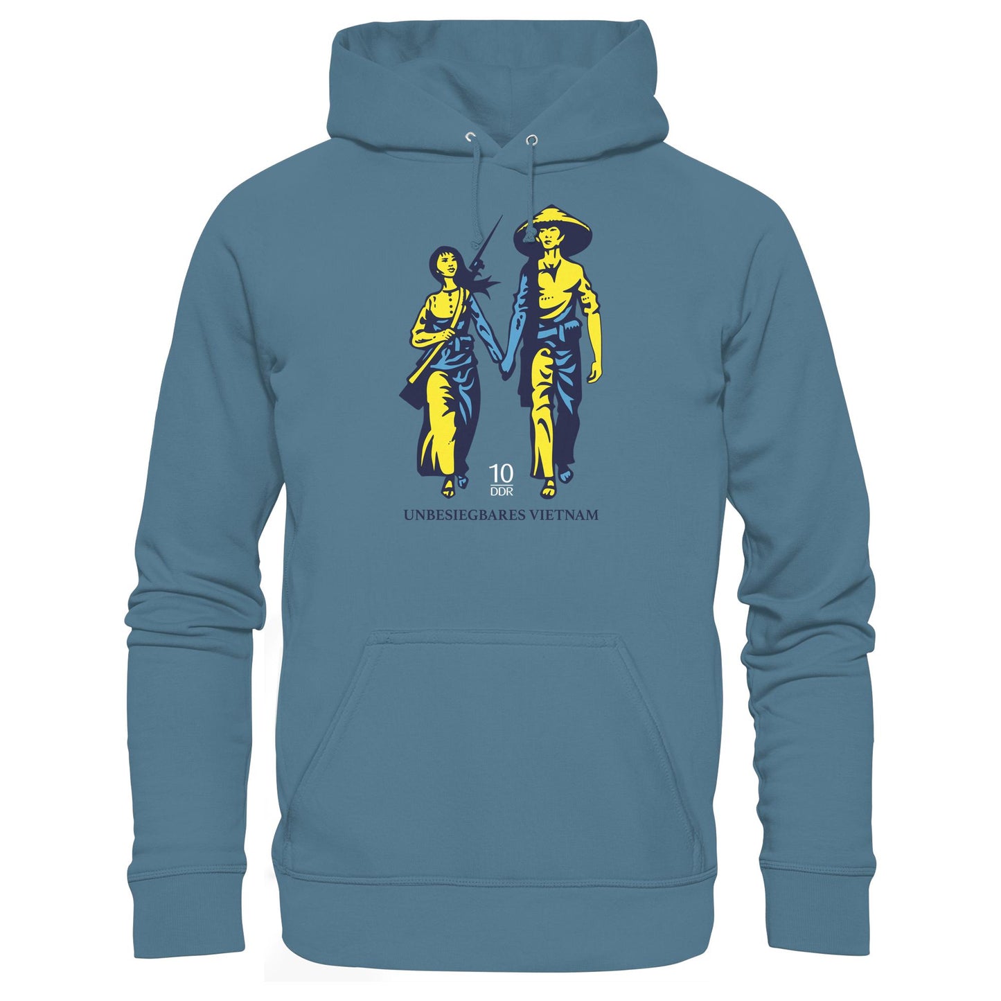 DDR Ostalgie Kapuze / Hoodie Unisex • UNBESIEGBARES VIETNAM (ORIGINAL DDR-BRIEFMARKE)