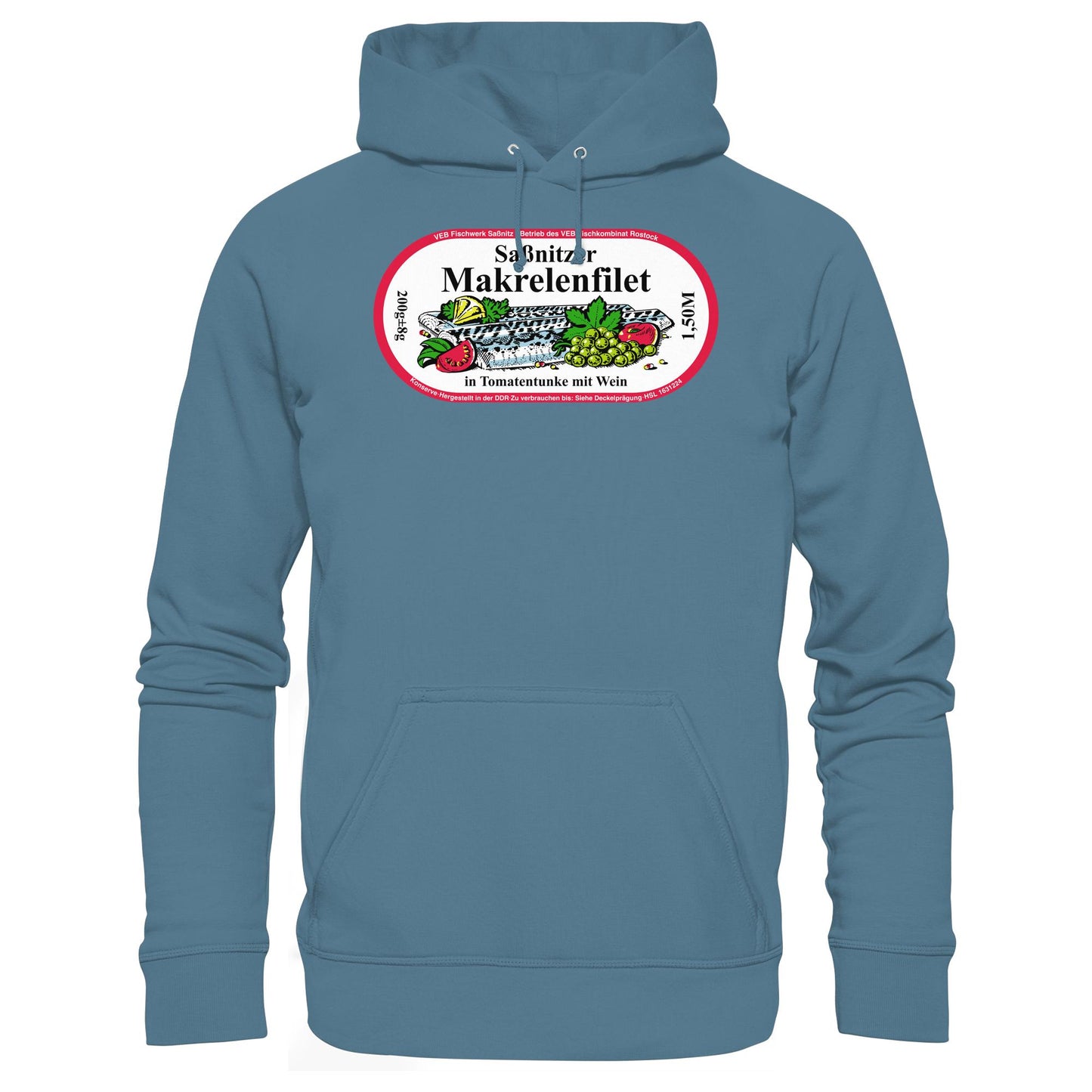 DDR Ostalgie Kapuze / Hoodie Unisex • SASSNITZER MAKRELENFILET - VEB FISCHWERK