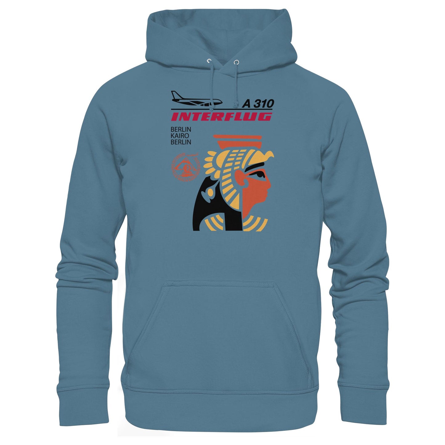 DDR Ostalgie Kapuze / Hoodie Unisex • INTERFLUG BERLIN - KAIRO (ORIGINAL SONDERSTEMPEL)