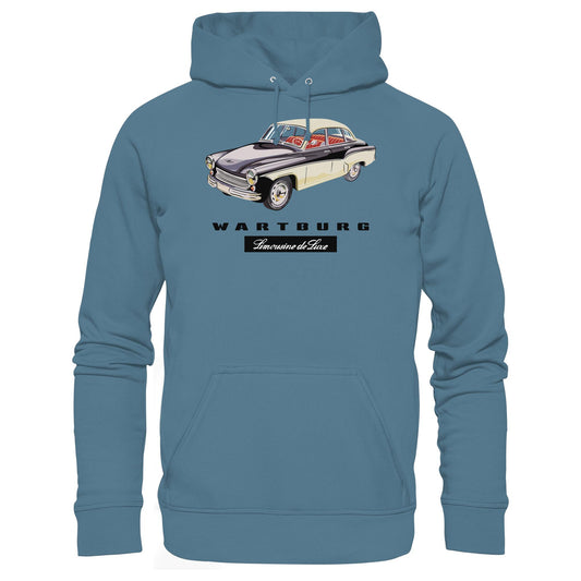 DDR Ostalgie Kapuze / Hoodie Unisex • WARTBURG - LIMOUSINE DE LUXE (ORIGINAL WERBUNG)
