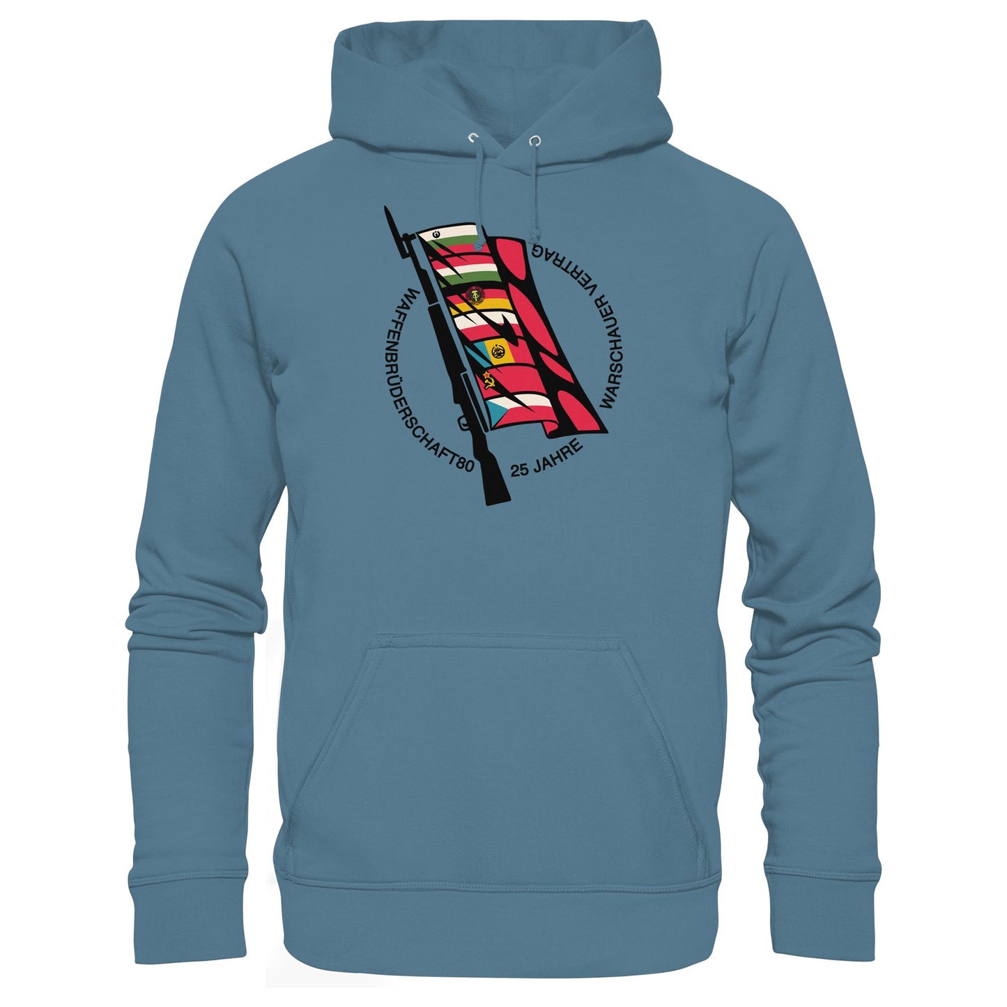 DDR Ostalgie Kapuze / Hoodie Unisex • WAFFENBRÜDERSCHAFT80 - 25 JAHRE WARSCHAUER VERTRAG (NVA)