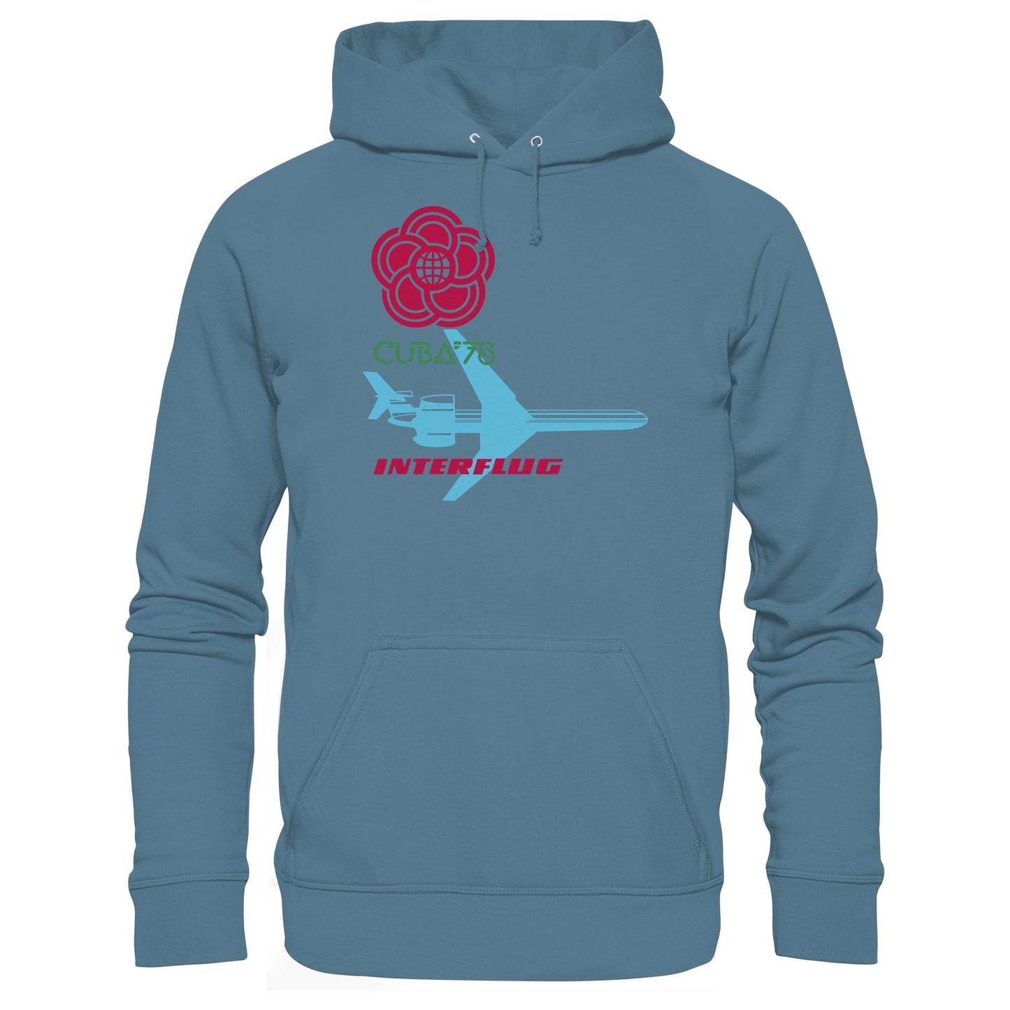 DDR Ostalgie Kapuze / Hoodie Unisex • INTERFLUG BERLIN - CUBA WELTFESTSPIELE 1978 (ORIGINAL SONDERSTEMPEL)