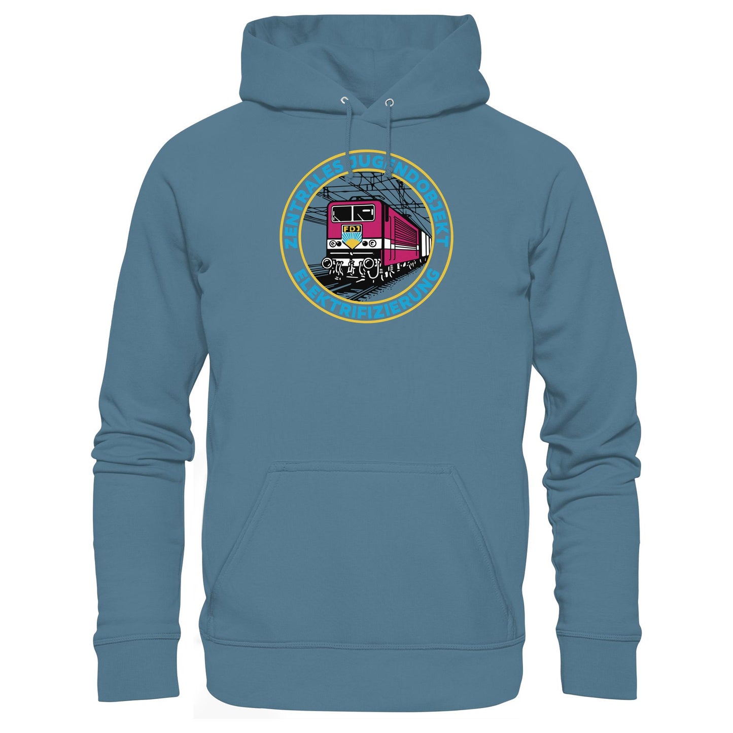 DDR Ostalgie Kapuze / Hoodie Unisex • DR - FDJ ZENTRALES JUGENDOBJEKT ELEKTRIFIZIERUNG