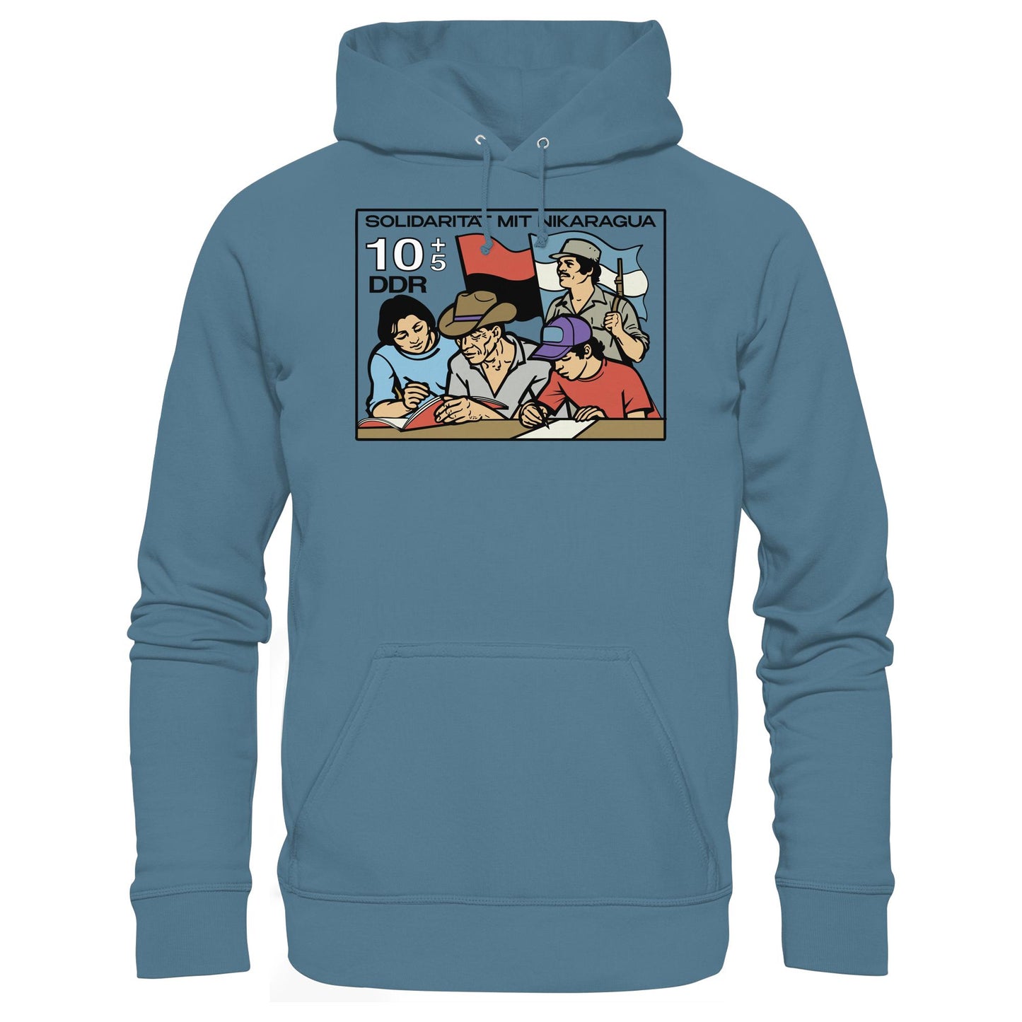 DDR Ostalgie Kapuze / Hoodie Unisex • SOLIDARITÄT MIT NIKARAGUA (DDR-BRIEFMARKE)