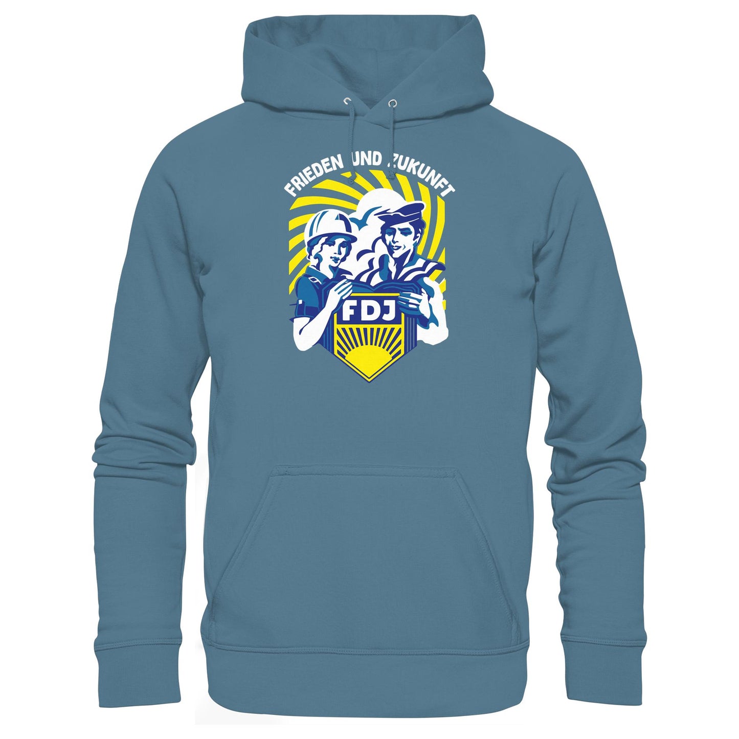 DDR Ostalgie Kapuze / Hoodie Unisex • FDJ - FRIEDEN UND ZUKUNFT (ORIGINAL WIMPEL)