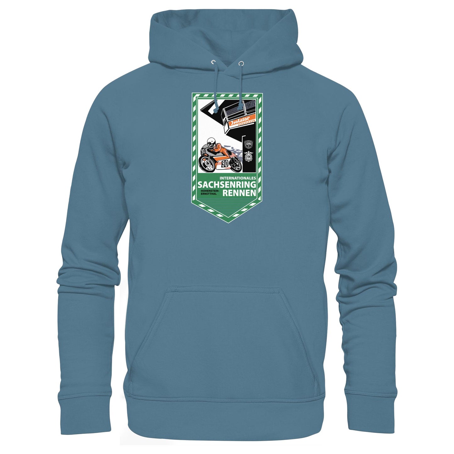 DDR Ostalgie Kapuze / Hoodie Unisex • SACHSENRING-RENNEN ZWICKAU 1990 (ORIGINAL-WIMPEL)