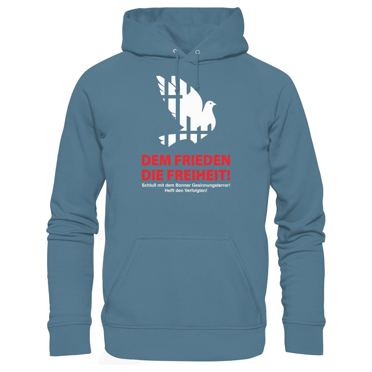 DDR Ostalgie Kapuze / Hoodie Unisex • DEM FRIEDEN DIE FREIHEIT! (ORIGINAL-PLAKAT)