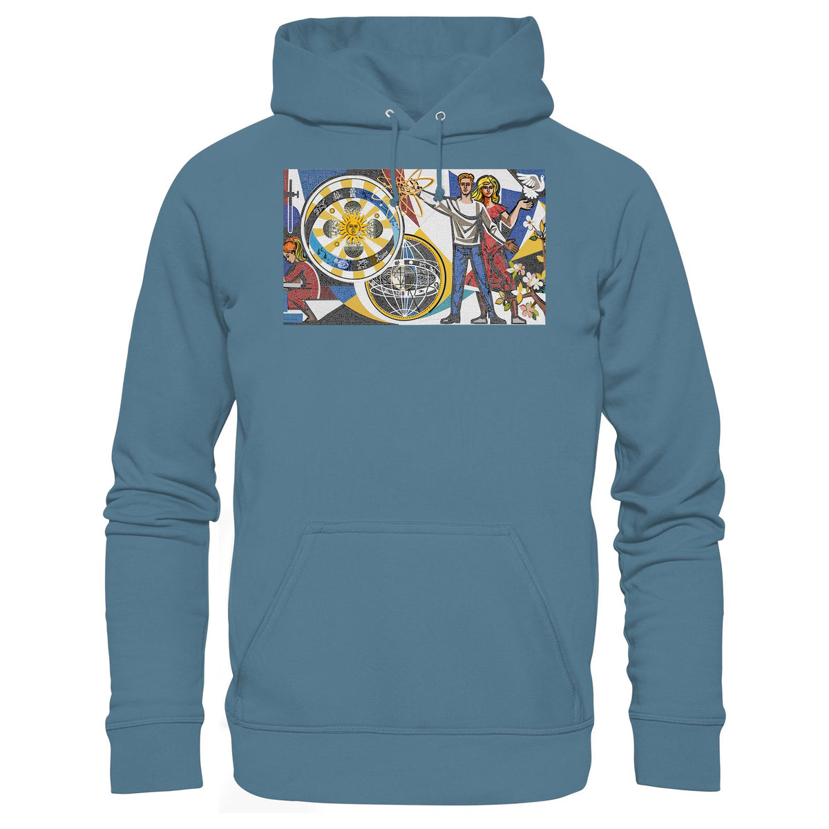DDR Ostalgie Kapuze / Hoodie Unisex • WALTER WOMACKA - JUNGES PAAR MIT FRIEDENSTAUBE (MOSAIK HAUS DES LEHRERS, 1964)