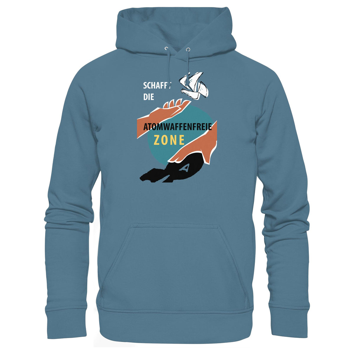DDR Ostalgie Kapuze / Hoodie Unisex • SCHAFFT DIE ATOMWAFFENFREIE ZONE (ORIGINAL-PLAKAT)