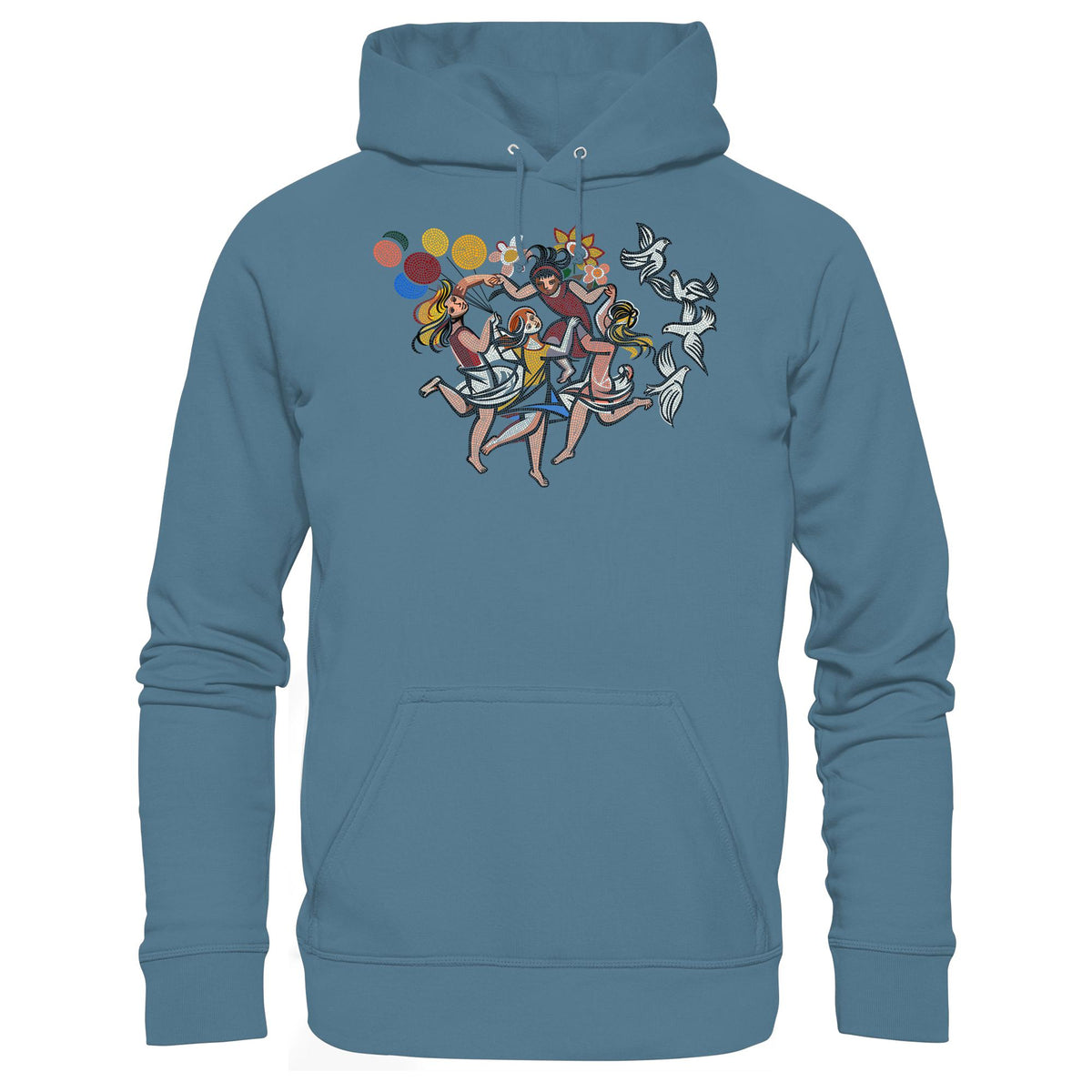 DDR Ostalgie Kapuze / Hoodie Unisex • WALTER WOMACKA - TANZENDE MÄDCHEN MIT FRIEDENSTAUBEN (MOSAIK HAUS DES LEHRERS, 1964)