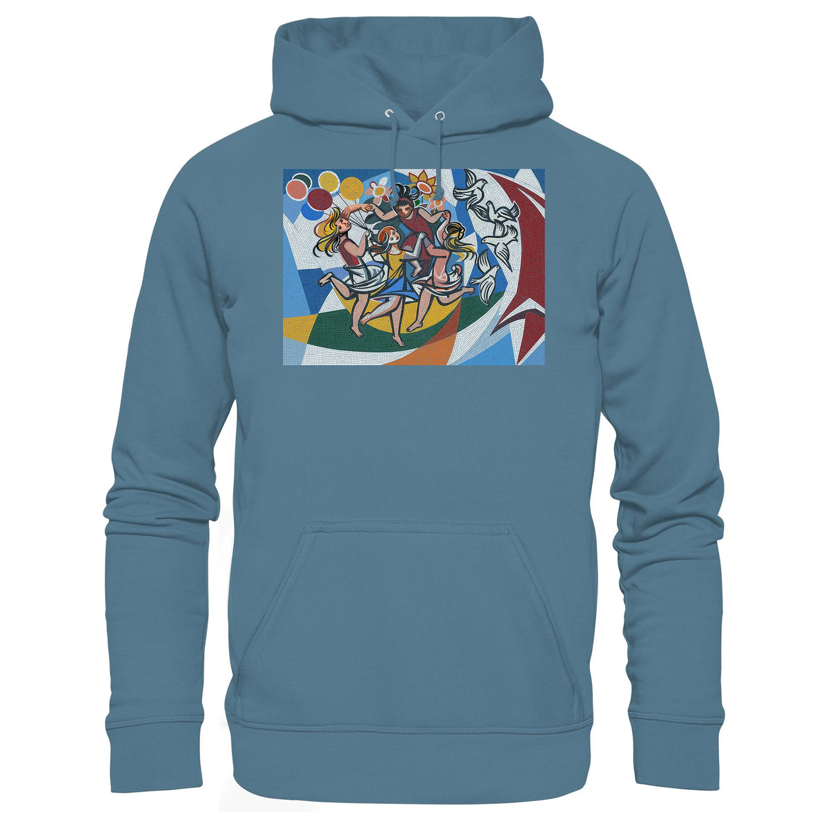 DDR Ostalgie Kapuze / Hoodie Unisex • WALTER WOMACKA - TANZENDE MÄDCHEN MIT FRIEDENSTAUBEN MIT MOSAIK-HINTERGRUND (HAUS DES LEHRERS, 1964)