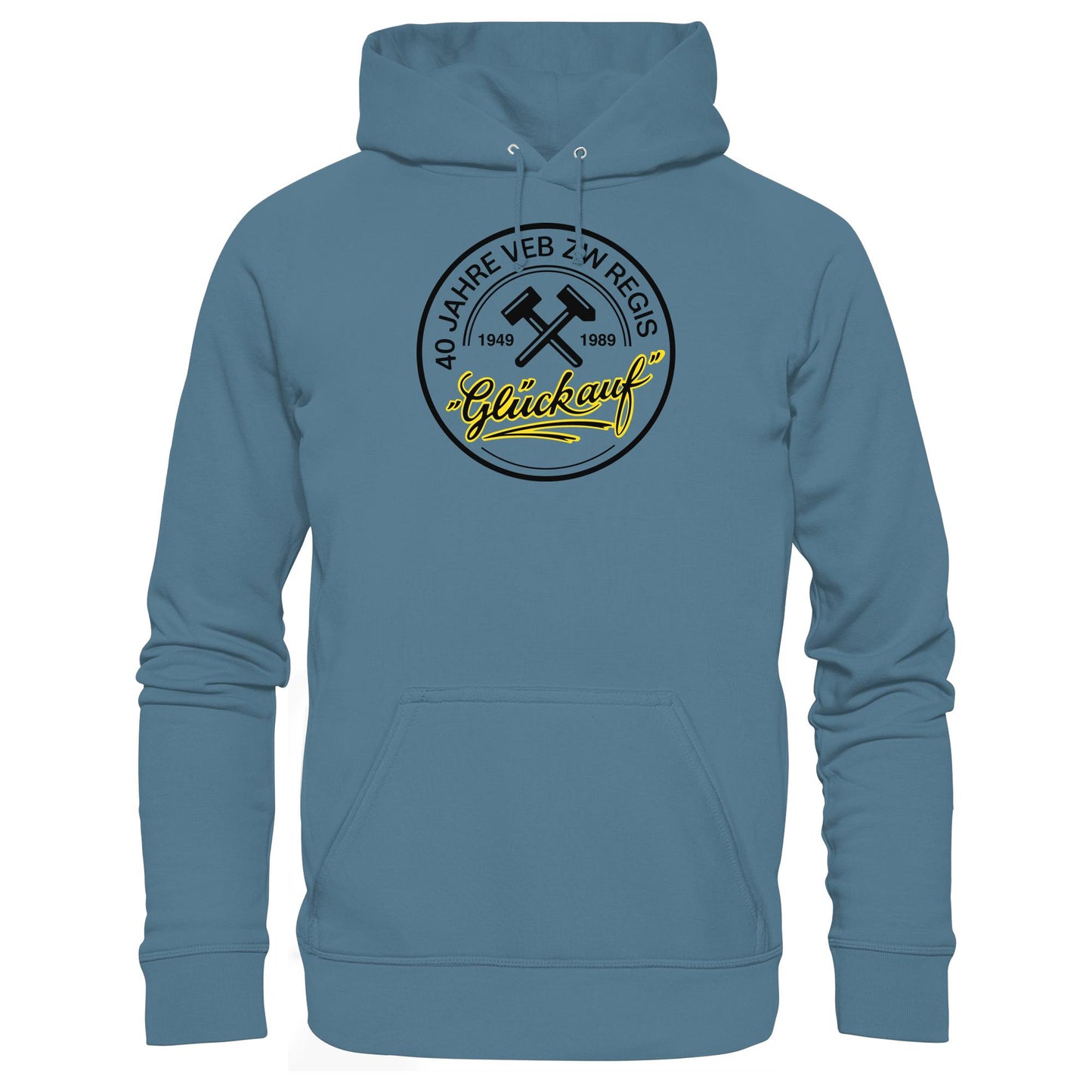 DDR Ostalgie Kapuze / Hoodie Unisex • 40 JAHRE VEB ZW REGIS - GLÜCK AUF