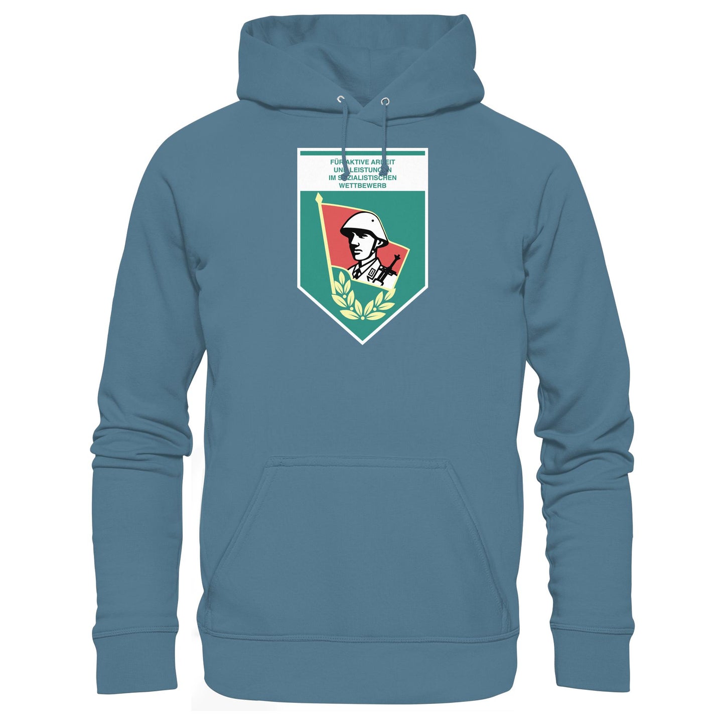 DDR Ostalgie Kapuze / Hoodie Unisex • FÜR AKTIVE LEISTUNG UND ARBEIT (ORIGINAL WIMPEL)