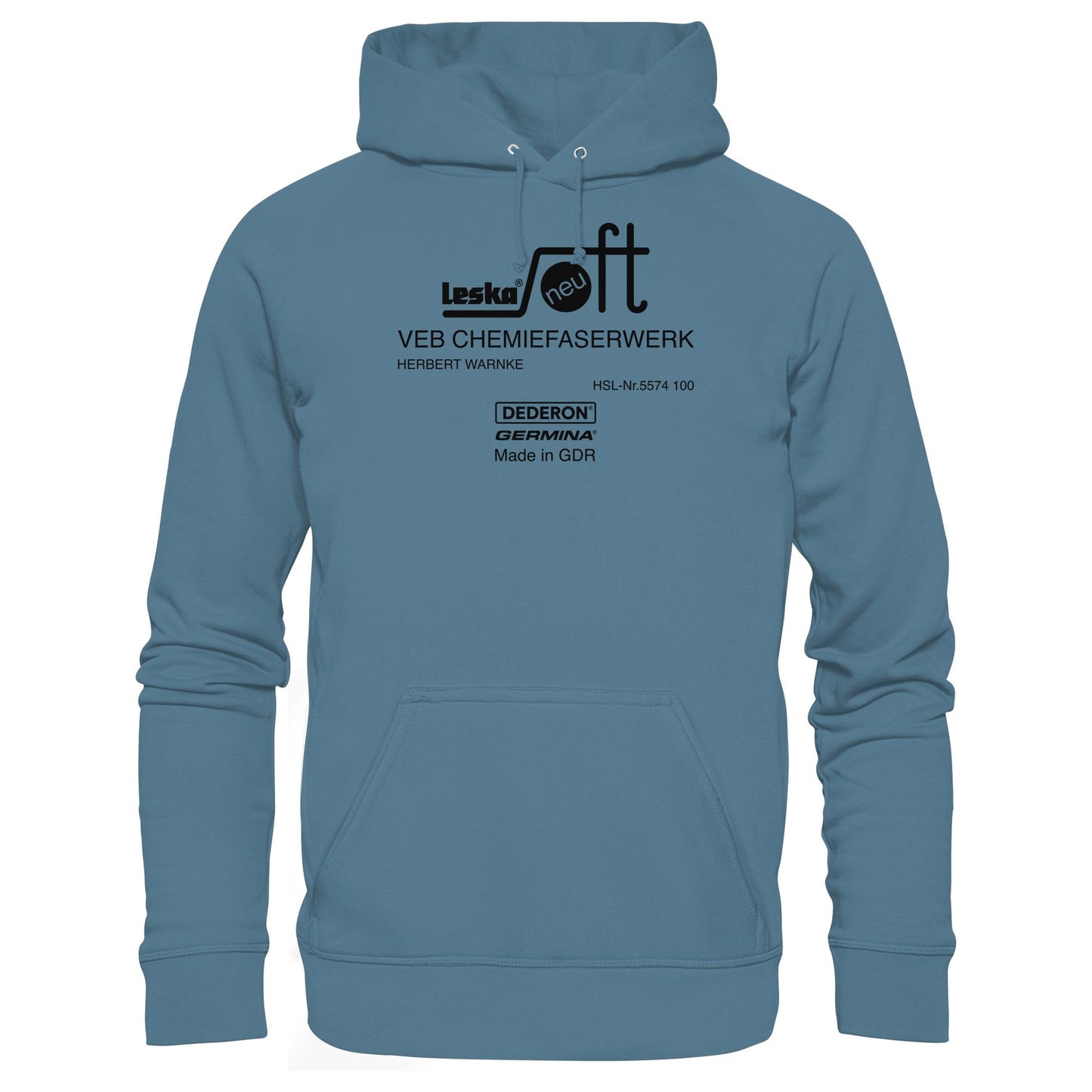 DDR Ostalgie Kapuze / Hoodie Unisex • LESKA VEB CHEMIEFASERWERK HERBERT WARNKE - DEDERON, GERMINA