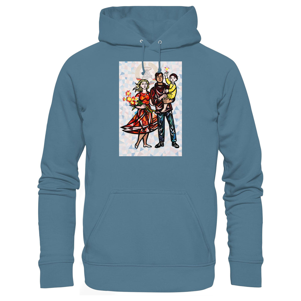 DDR Ostalgie Kapuze / Hoodie Unisex • WALTER WOMACKA - UNSERE FAMILIE mit Hintergrund (STAATSRATSGEBÄUDE, Aus der Geschichte der Deutschen Arbeiterbewegung, 1964)
