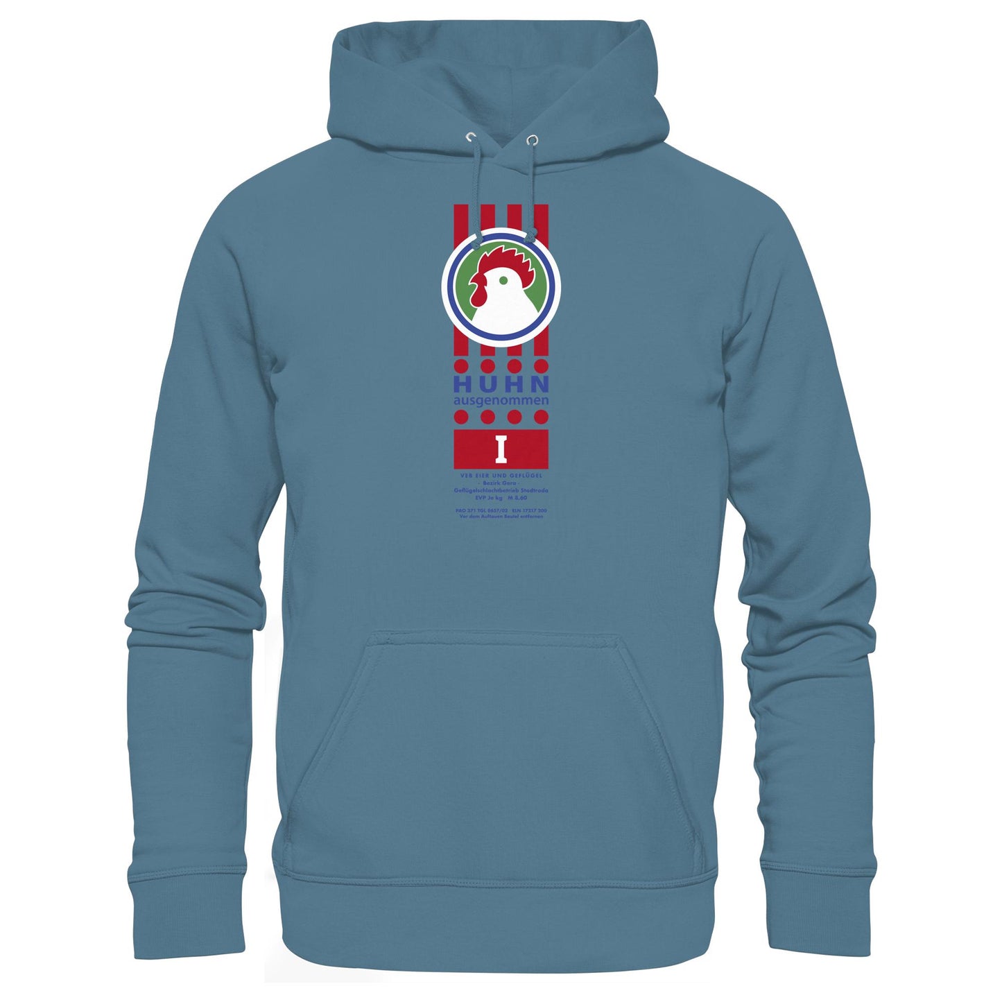 DDR Ostalgie Kapuze / Hoodie Unisex • HUHN AUSGENOMMEN - VEB EIER UND GEFLÜGEL GERA