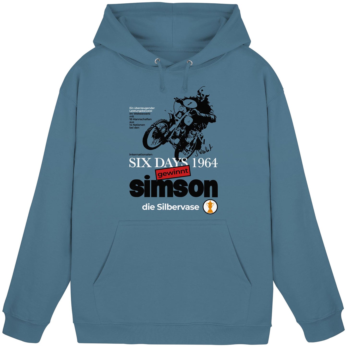 DDR Ostalgie Kapuze / Hoodie Unisex • SIMSON GEWINNT SILBERVASE - SIX DAYS 1964