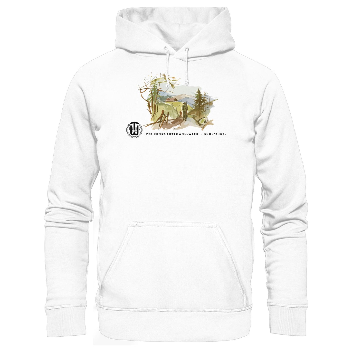 DDR Ostalgie Kapuze / Hoodie Unisex • VEB SUHL ERNST-THÄLMANN-WERK (ORIGINAL-PROSPEKT)