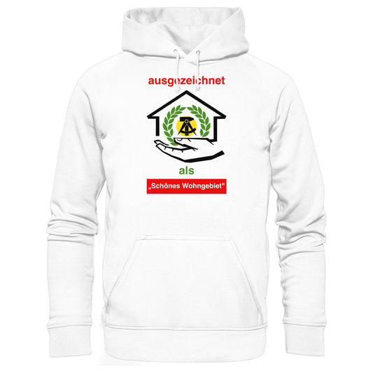 DDR Ostalgie Kapuze / Hoodie Unisex • AUSZEICHNUNG SCHÖNES WOHNGEBIET (ORIGINAL SCHILD)