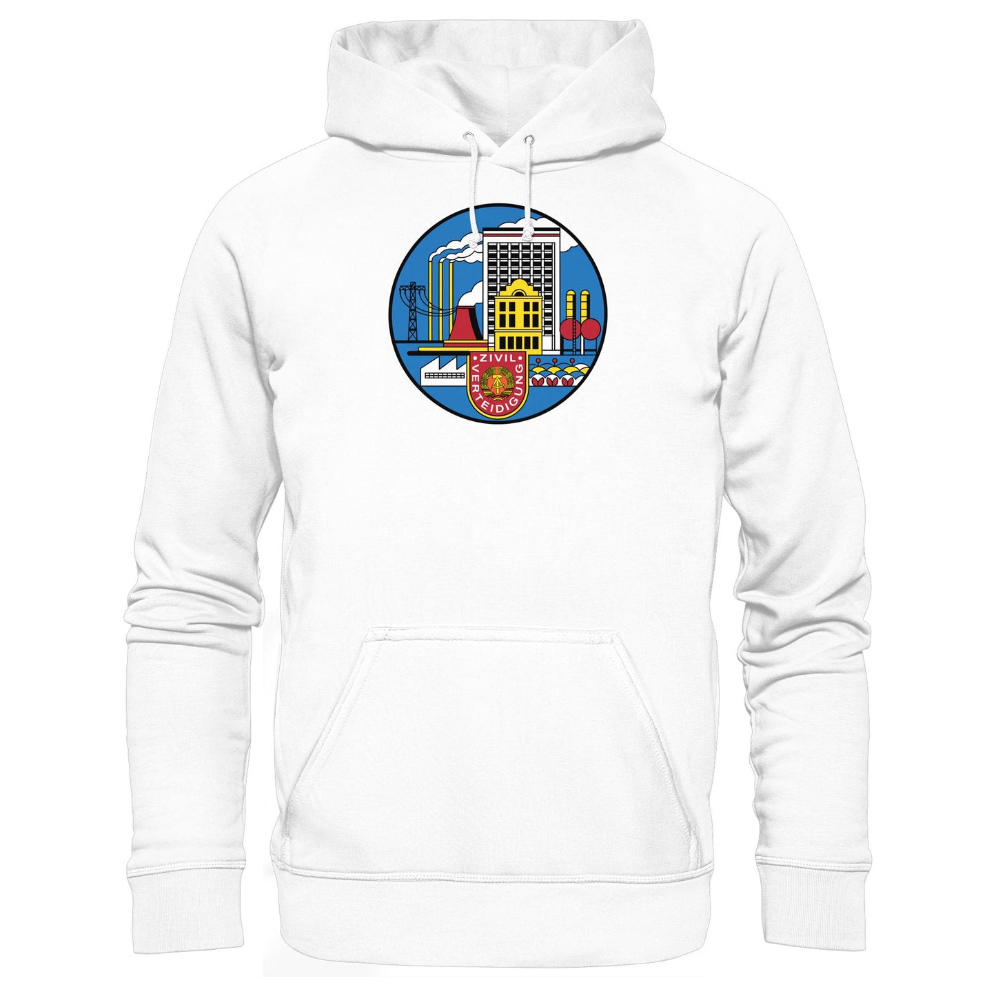 DDR Ostalgie Kapuze / Hoodie Unisex • DDR ZIVILVERTEIDIGUNG (ORIGINAL GLAS-DESIGN)
