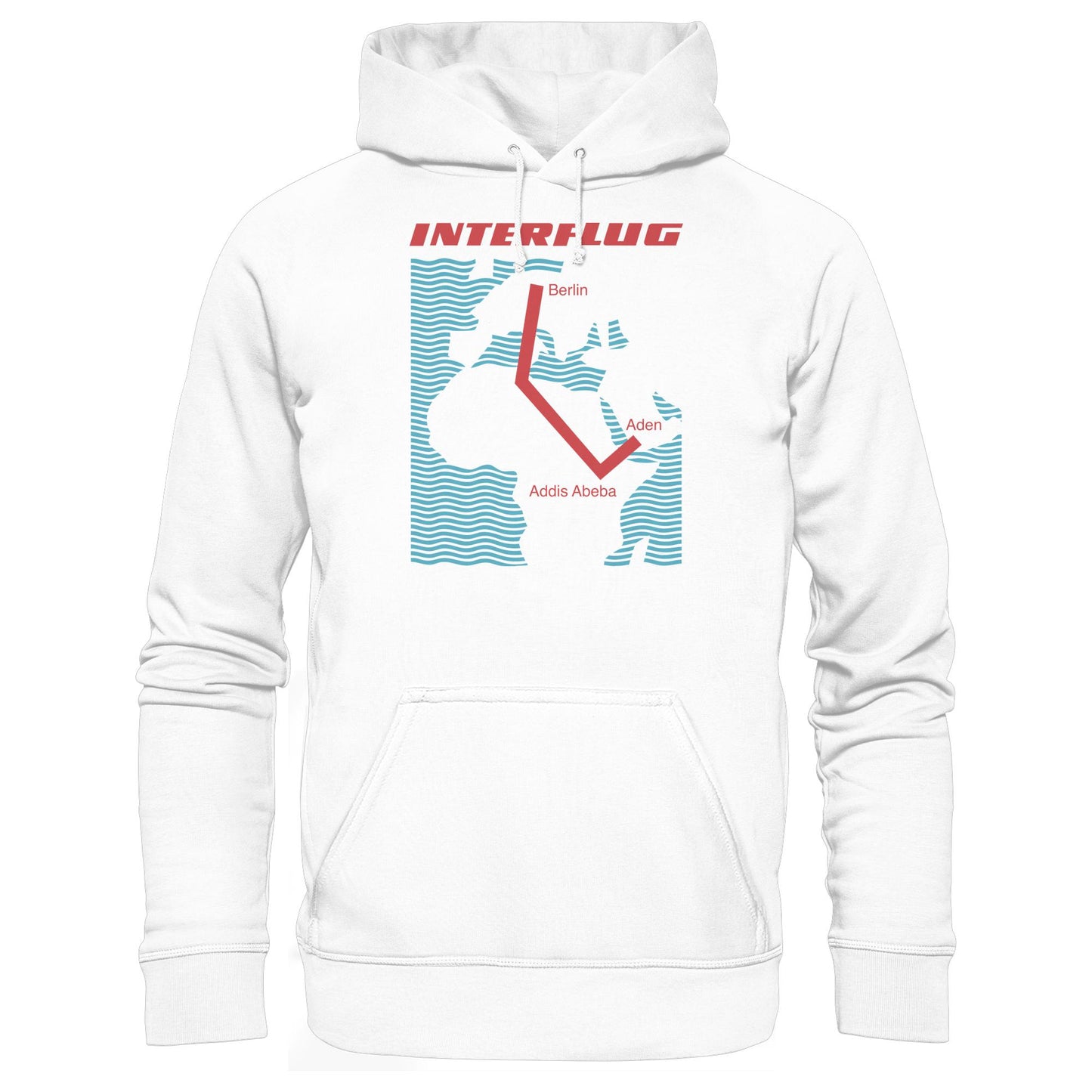 DDR Ostalgie Kapuze / Hoodie Unisex • INTERFLUG BERLIN - ADDIS ABEBA (ORIGINAL SONDERSTEMPEL)