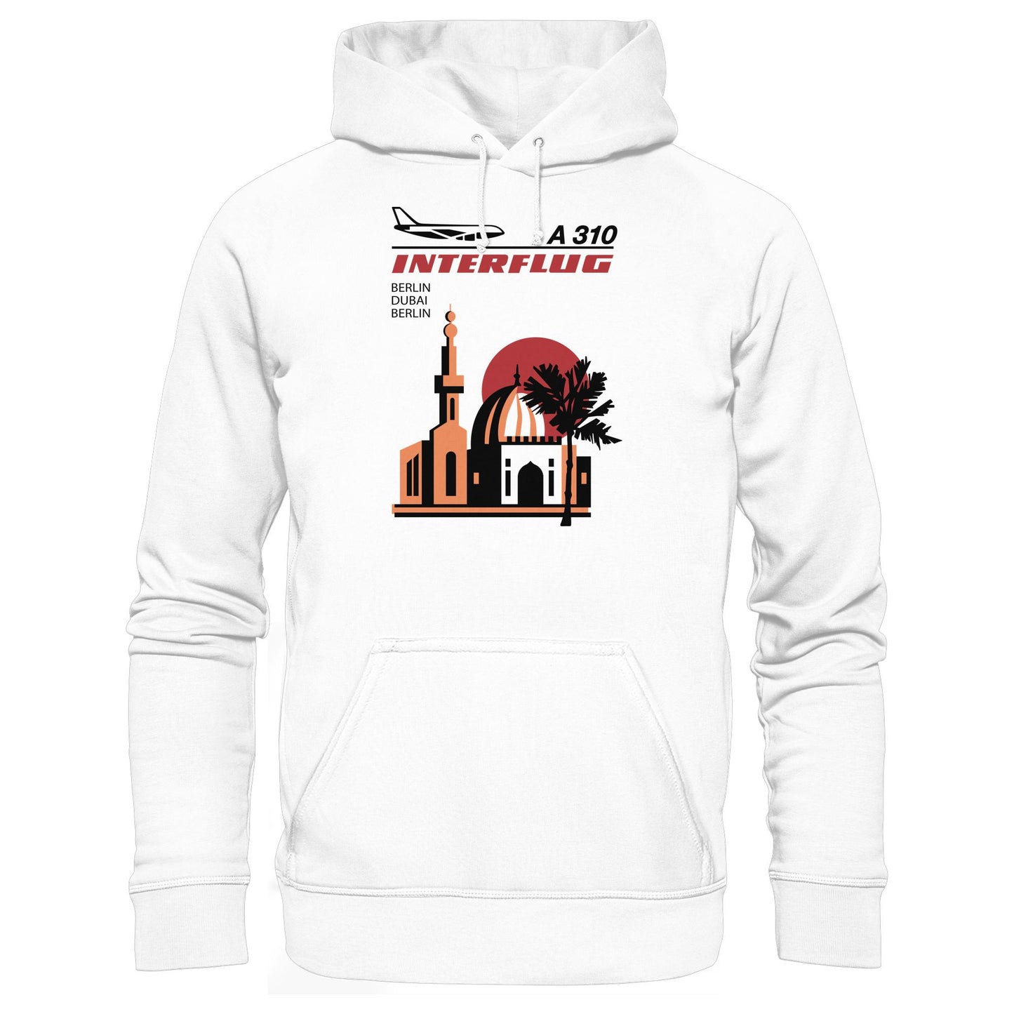 DDR Ostalgie Kapuze / Hoodie Unisex • INTERFLUG BERLIN - DUBAI (ORIGINAL SONDERSTEMPEL)