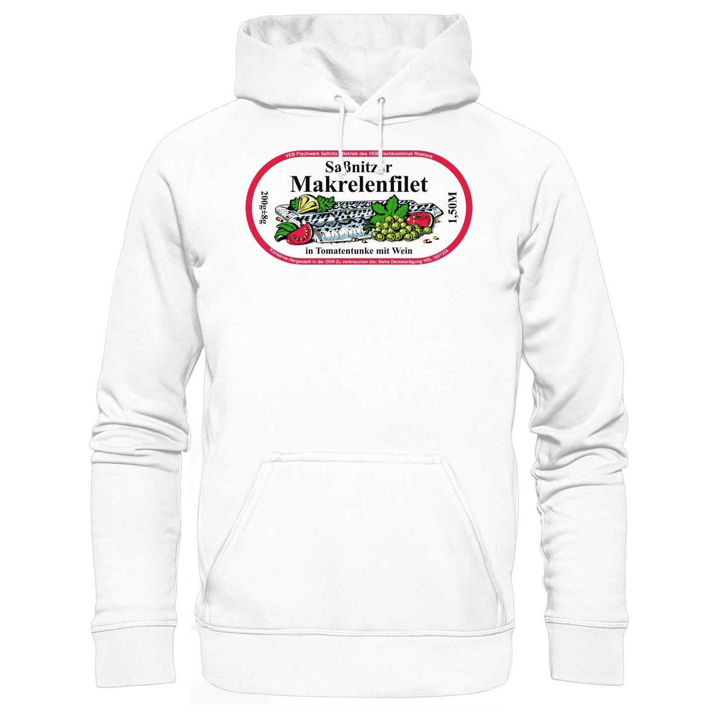 DDR Ostalgie Kapuze / Hoodie Unisex • SASSNITZER MAKRELENFILET - VEB FISCHWERK