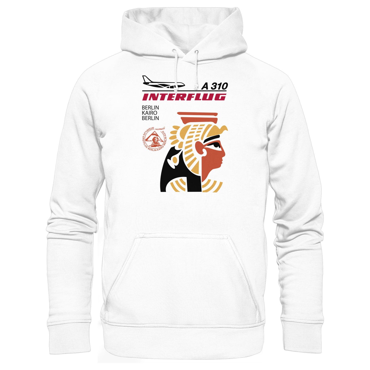 DDR Ostalgie Kapuze / Hoodie Unisex • INTERFLUG BERLIN - KAIRO (ORIGINAL SONDERSTEMPEL)