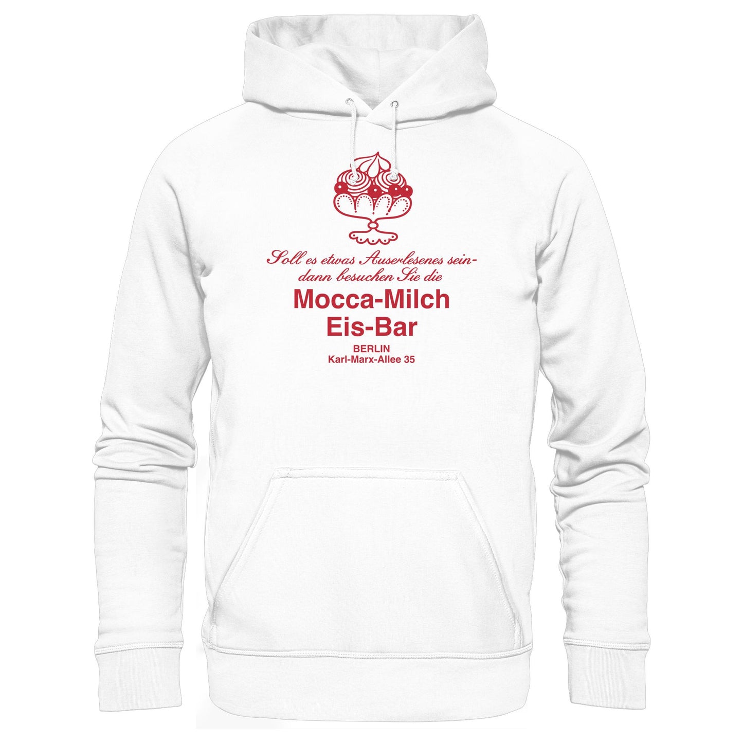 DDR Ostalgie Kapuze / Hoodie Unisex • MOKKA-MILCH-EIS-BAR BERLIN (ORIGINAL UNTERSETZER)