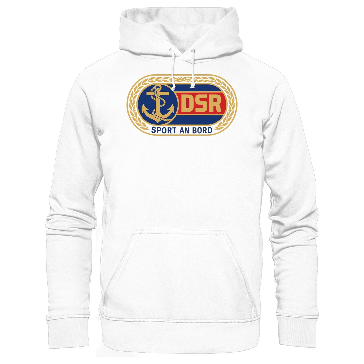 DDR Ostalgie Kapuze / Hoodie Unisex • DSR - SPORT AN BORD (ORIGINAL ANSTECKER)