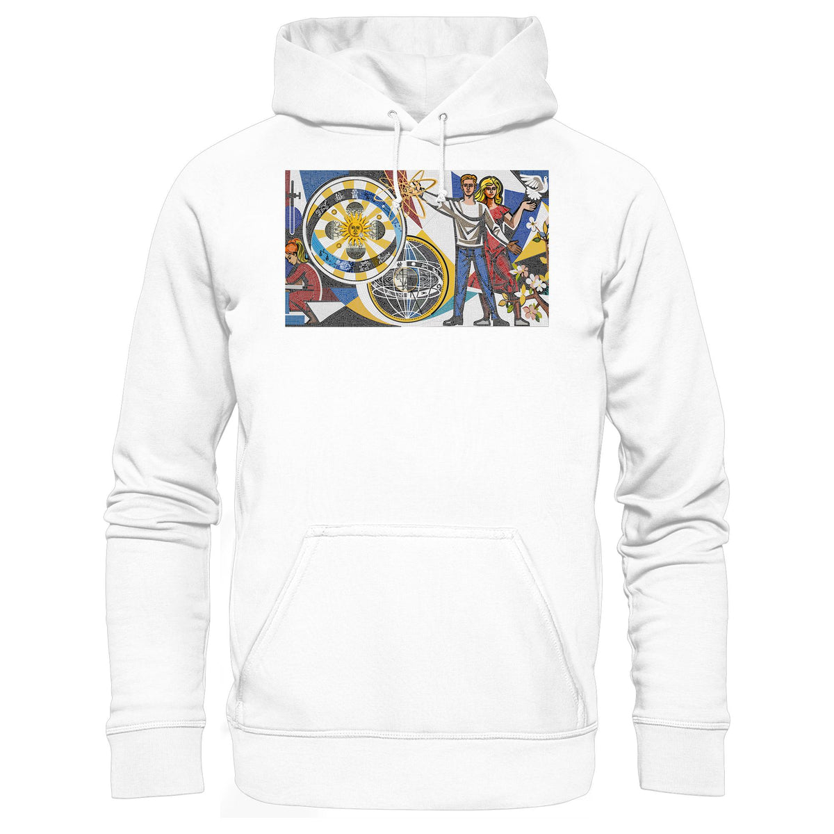 DDR Ostalgie Kapuze / Hoodie Unisex • WALTER WOMACKA - JUNGES PAAR MIT FRIEDENSTAUBE (MOSAIK HAUS DES LEHRERS, 1964)