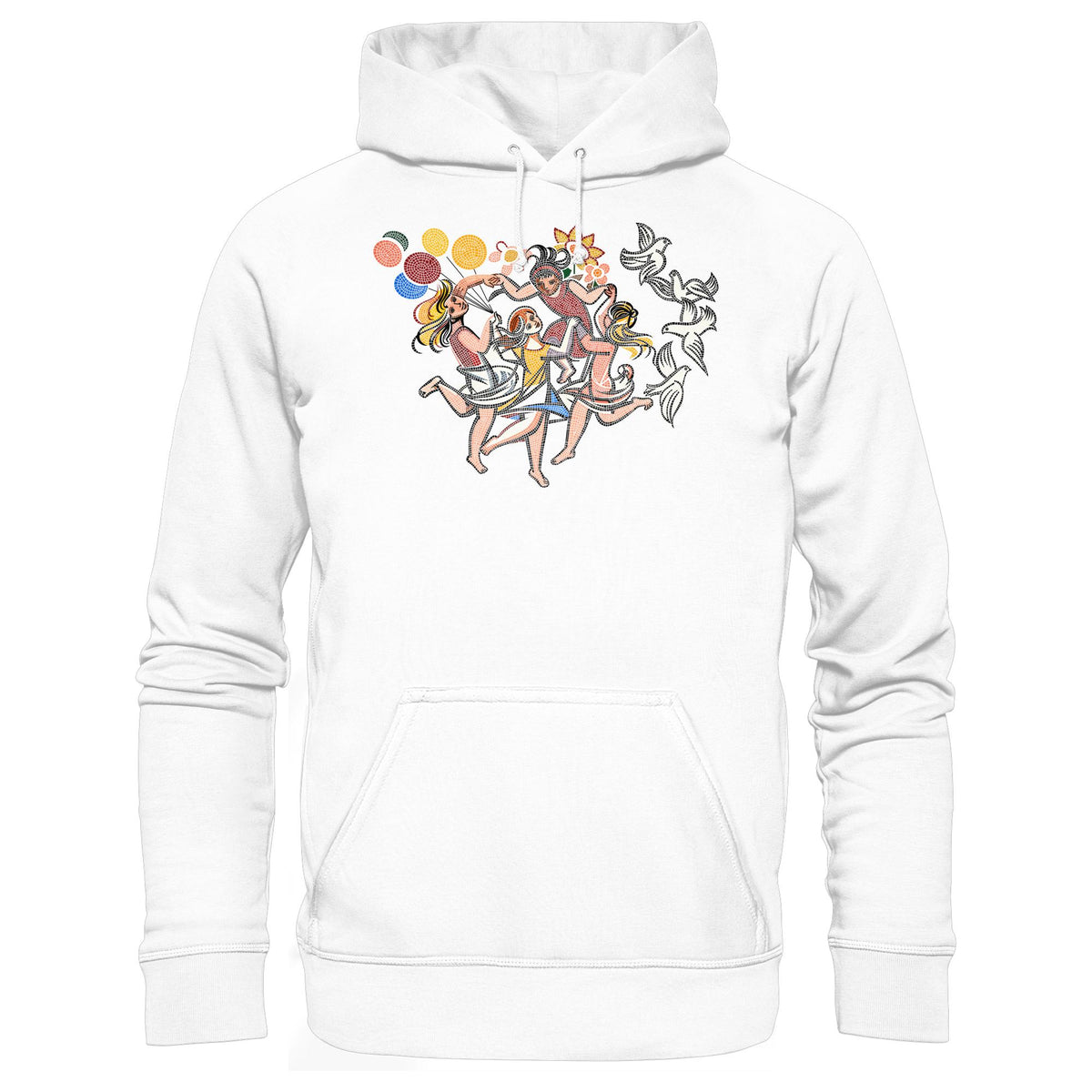 DDR Ostalgie Kapuze / Hoodie Unisex • WALTER WOMACKA - TANZENDE MÄDCHEN MIT FRIEDENSTAUBEN (MOSAIK HAUS DES LEHRERS, 1964)