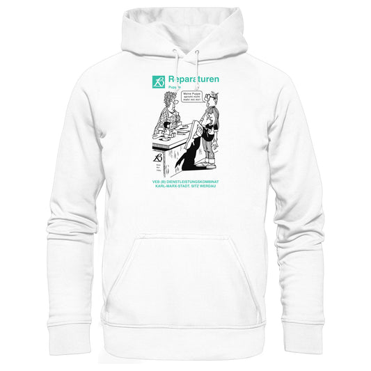 DDR Ostalgie Kapuze / Hoodie Unisex • VEB REPARATUREN, PUPPEN, WERDAU - KARL-MARX-STADT (ORIGINAL POSTER)