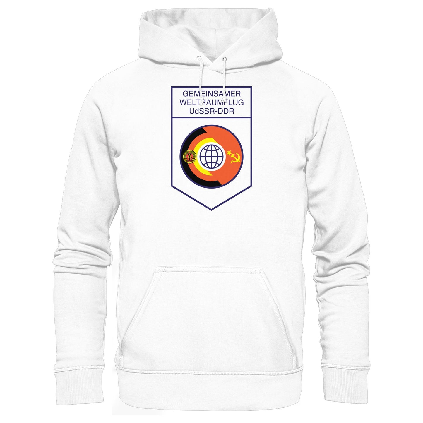DDR Ostalgie Kapuze / Hoodie Unisex • GEMEINSAMER WELTRAUMFLUG UDSSR-DDR (ORIGINAL WIMPEL)