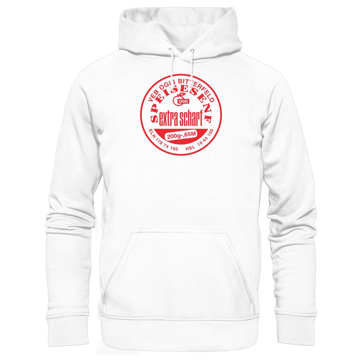 DDR Ostalgie Kapuze / Hoodie Unisex • VEB OGIS BITTERFELD - SPEISESENF EXTRASCHARF