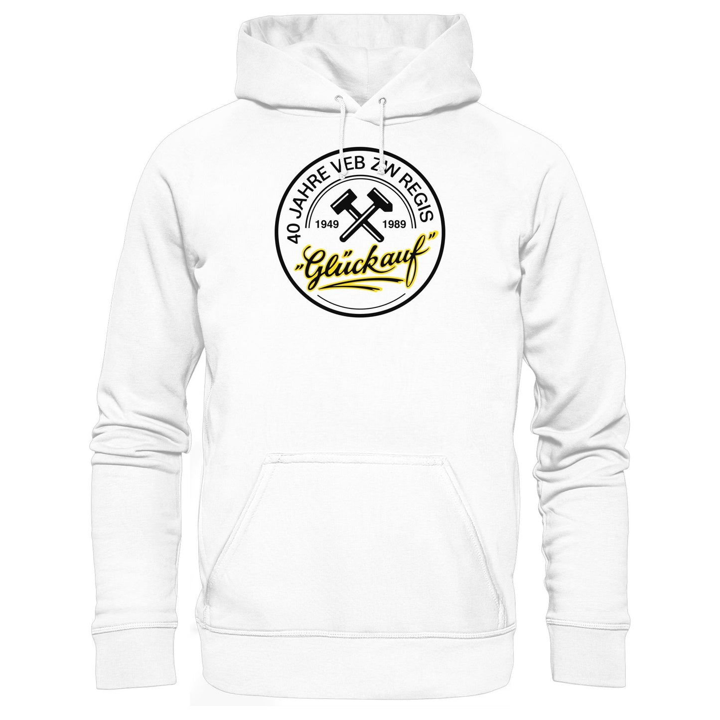 DDR Ostalgie Kapuze / Hoodie Unisex • 40 JAHRE VEB ZW REGIS - GLÜCK AUF