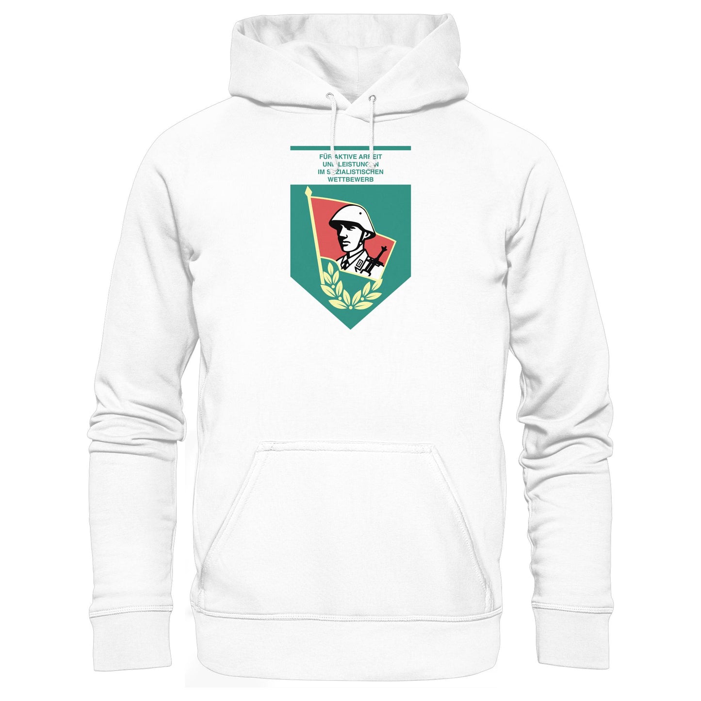 DDR Ostalgie Kapuze / Hoodie Unisex • FÜR AKTIVE LEISTUNG UND ARBEIT (ORIGINAL WIMPEL)