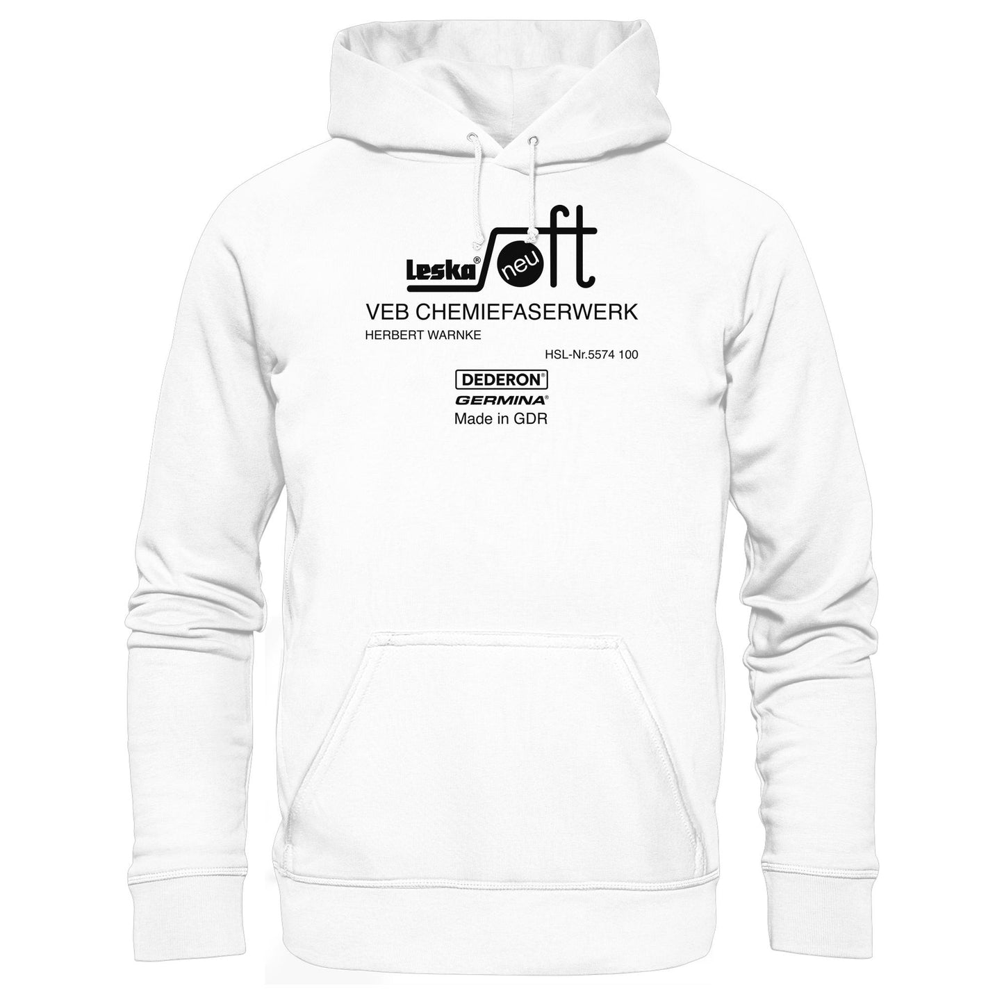 DDR Ostalgie Kapuze / Hoodie Unisex • LESKA VEB CHEMIEFASERWERK HERBERT WARNKE - DEDERON, GERMINA