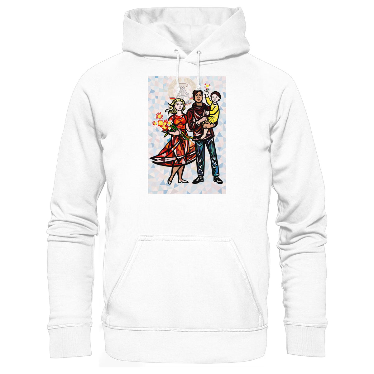 DDR Ostalgie Kapuze / Hoodie Unisex • WALTER WOMACKA - UNSERE FAMILIE mit Hintergrund (STAATSRATSGEBÄUDE, Aus der Geschichte der Deutschen Arbeiterbewegung, 1964)