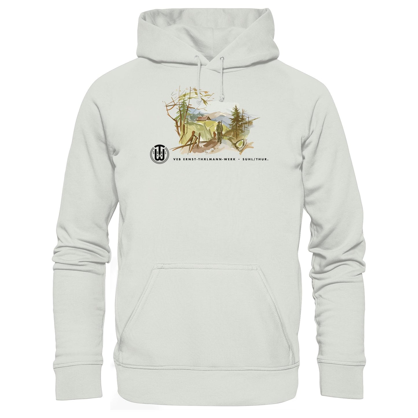 DDR Ostalgie Kapuze / Hoodie Unisex • VEB SUHL ERNST-THÄLMANN-WERK (ORIGINAL-PROSPEKT)