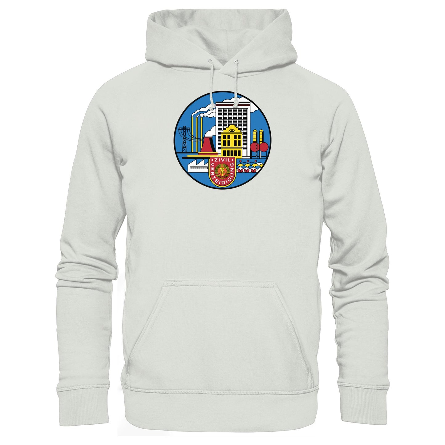 DDR Ostalgie Kapuze / Hoodie Unisex • DDR ZIVILVERTEIDIGUNG (ORIGINAL GLAS-DESIGN)