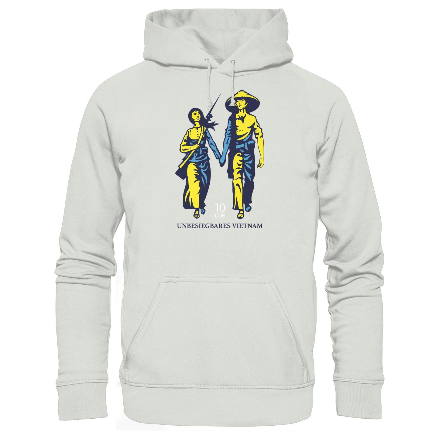 DDR Ostalgie Kapuze / Hoodie Unisex • UNBESIEGBARES VIETNAM (ORIGINAL DDR-BRIEFMARKE)