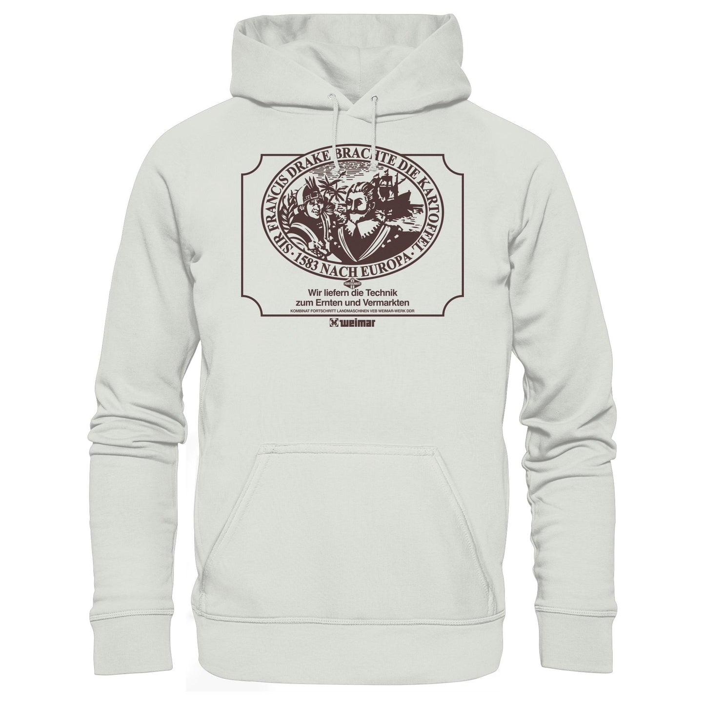 DDR Ostalgie Kapuze / Hoodie Unisex • FRANCIS DRAKE BRACHTE DIE KARTOFFEL - KOMBINAT FORTSCHRITT WEIMAR