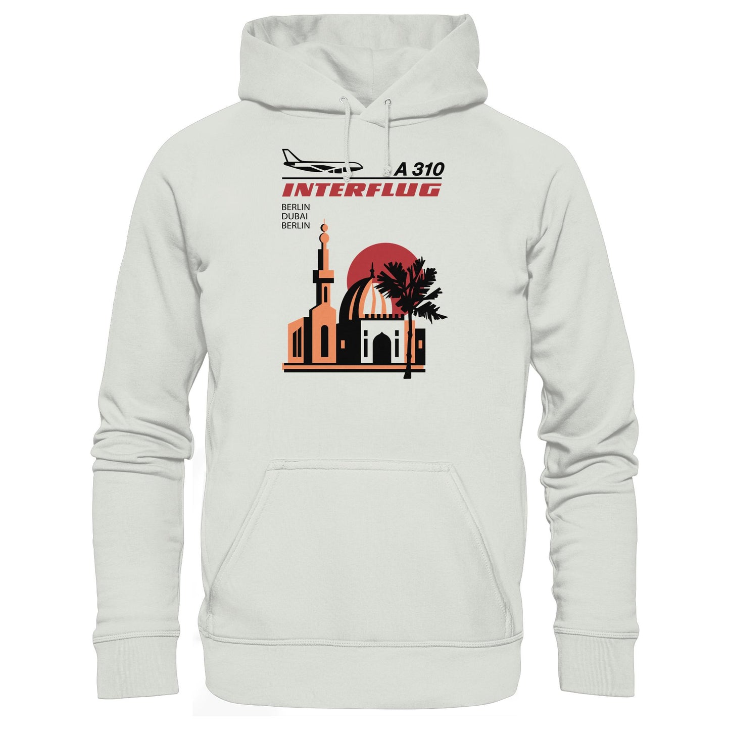 DDR Ostalgie Kapuze / Hoodie Unisex • INTERFLUG BERLIN - DUBAI (ORIGINAL SONDERSTEMPEL)