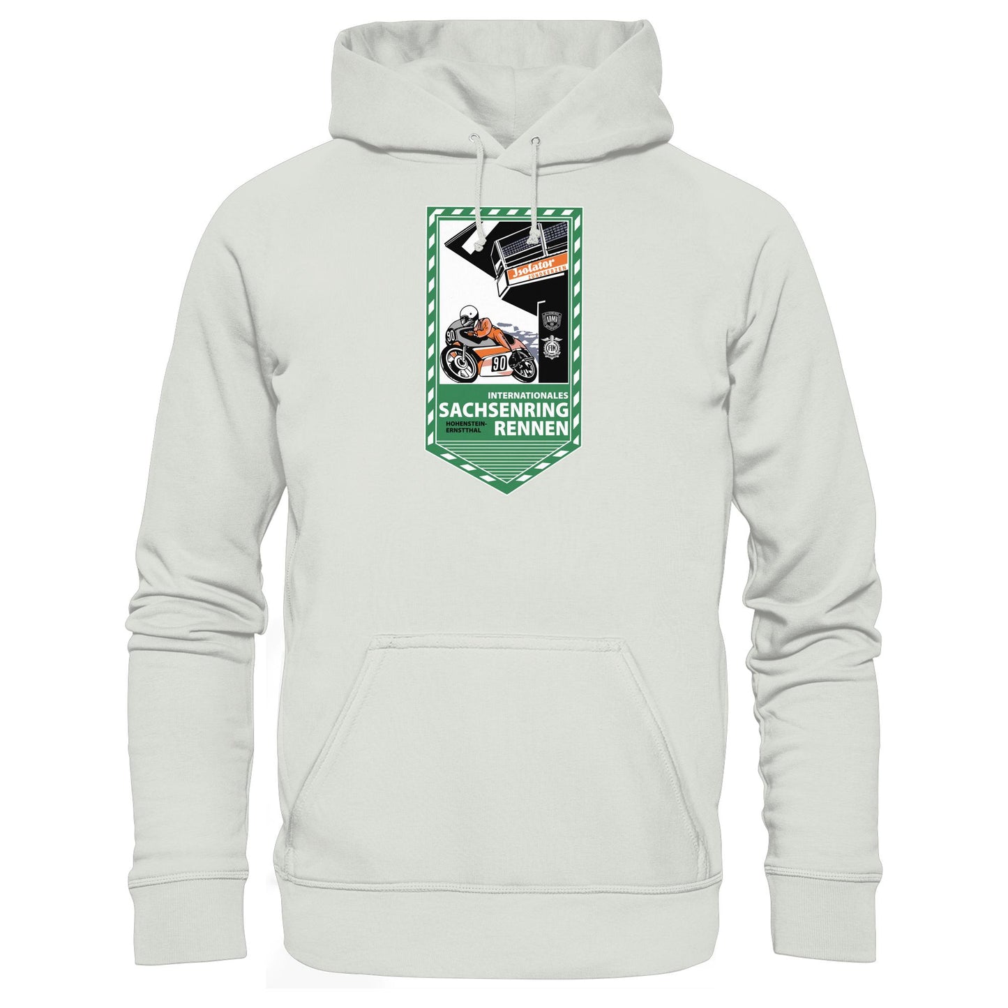 DDR Ostalgie Kapuze / Hoodie Unisex • SACHSENRING-RENNEN ZWICKAU 1990 (ORIGINAL-WIMPEL)