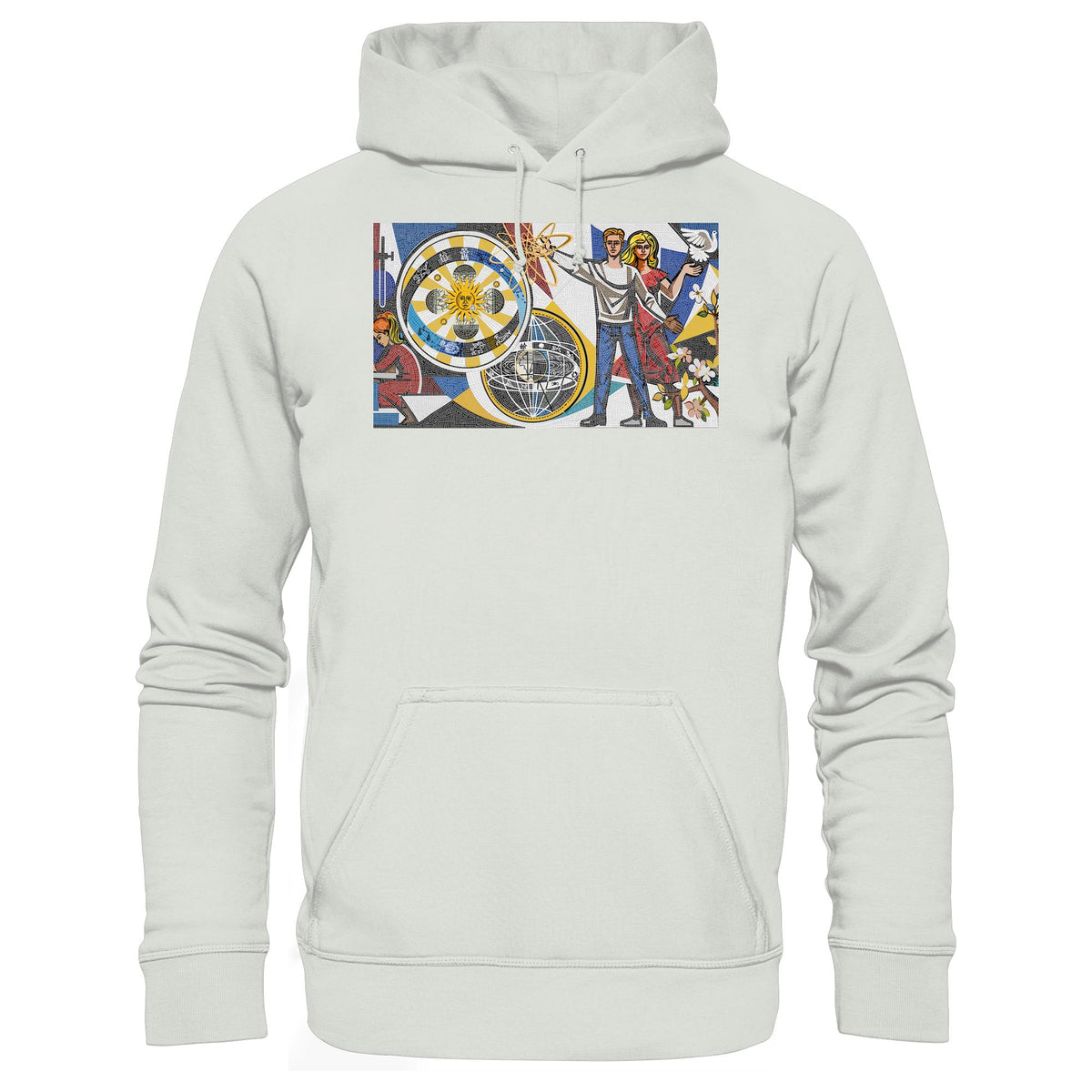 DDR Ostalgie Kapuze / Hoodie Unisex • WALTER WOMACKA - JUNGES PAAR MIT FRIEDENSTAUBE (MOSAIK HAUS DES LEHRERS, 1964)