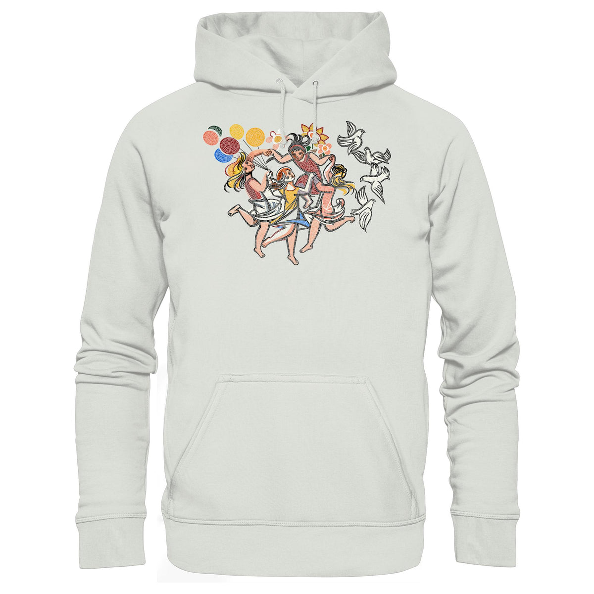 DDR Ostalgie Kapuze / Hoodie Unisex • WALTER WOMACKA - TANZENDE MÄDCHEN MIT FRIEDENSTAUBEN (MOSAIK HAUS DES LEHRERS, 1964)
