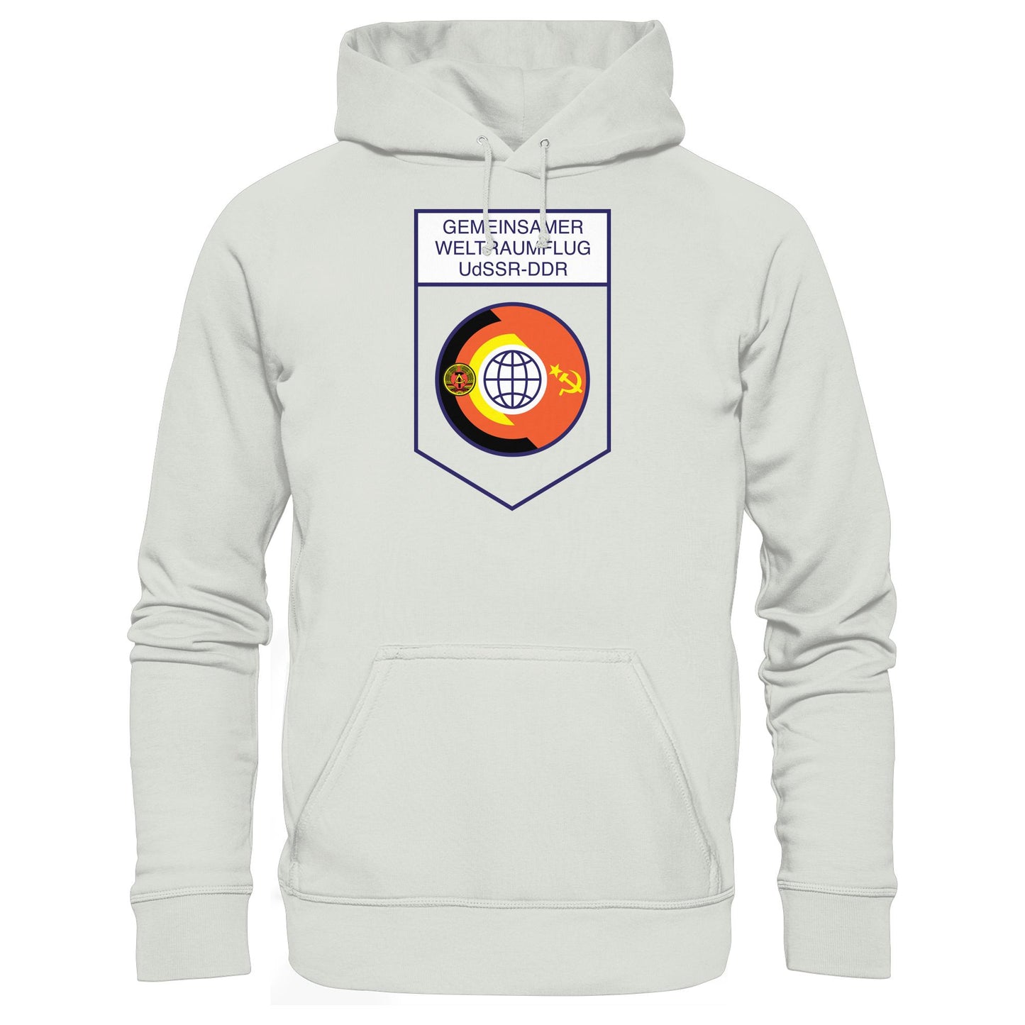 DDR Ostalgie Kapuze / Hoodie Unisex • GEMEINSAMER WELTRAUMFLUG UDSSR-DDR (ORIGINAL WIMPEL)
