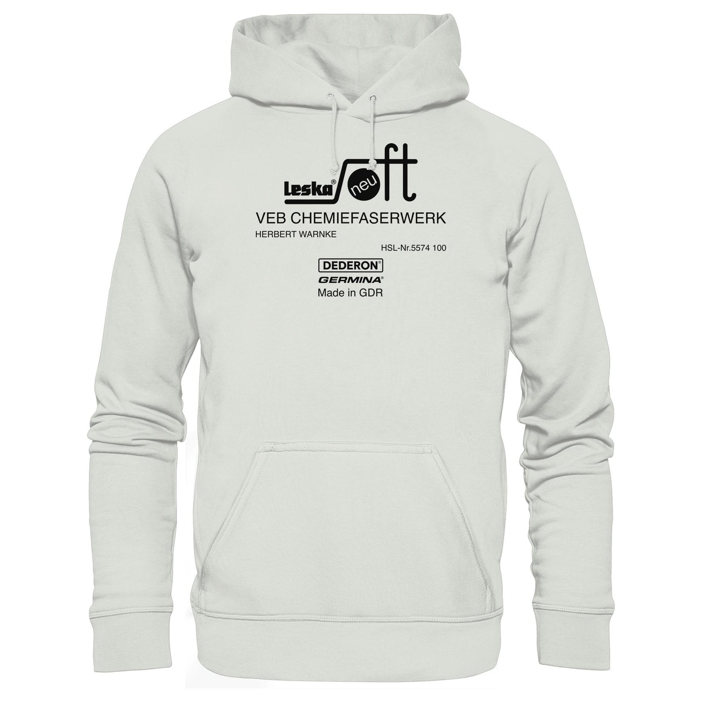 DDR Ostalgie Kapuze / Hoodie Unisex • LESKA VEB CHEMIEFASERWERK HERBERT WARNKE - DEDERON, GERMINA